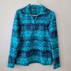 Eddie Bauer Quest‎ fleece pullover,Aztec,Nordic print,Emerald